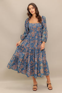 Flying Tomato Circle of Friends Printed Denim Midi Dress