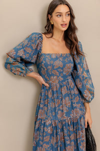 Flying Tomato Circle of Friends Printed Denim Midi Dress