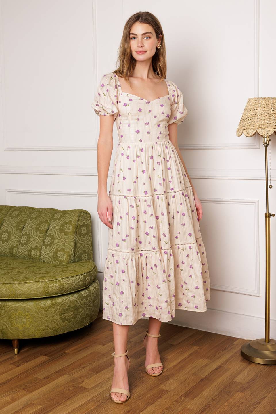 Flying Tomao Sunset Gazing Woven Midi Dress
