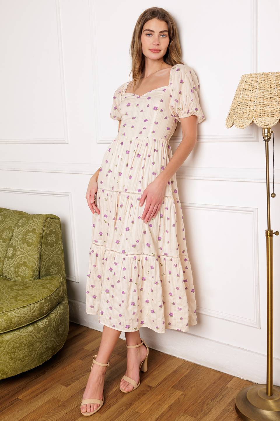 Flying Tomao Sunset Gazing Woven Midi Dress
