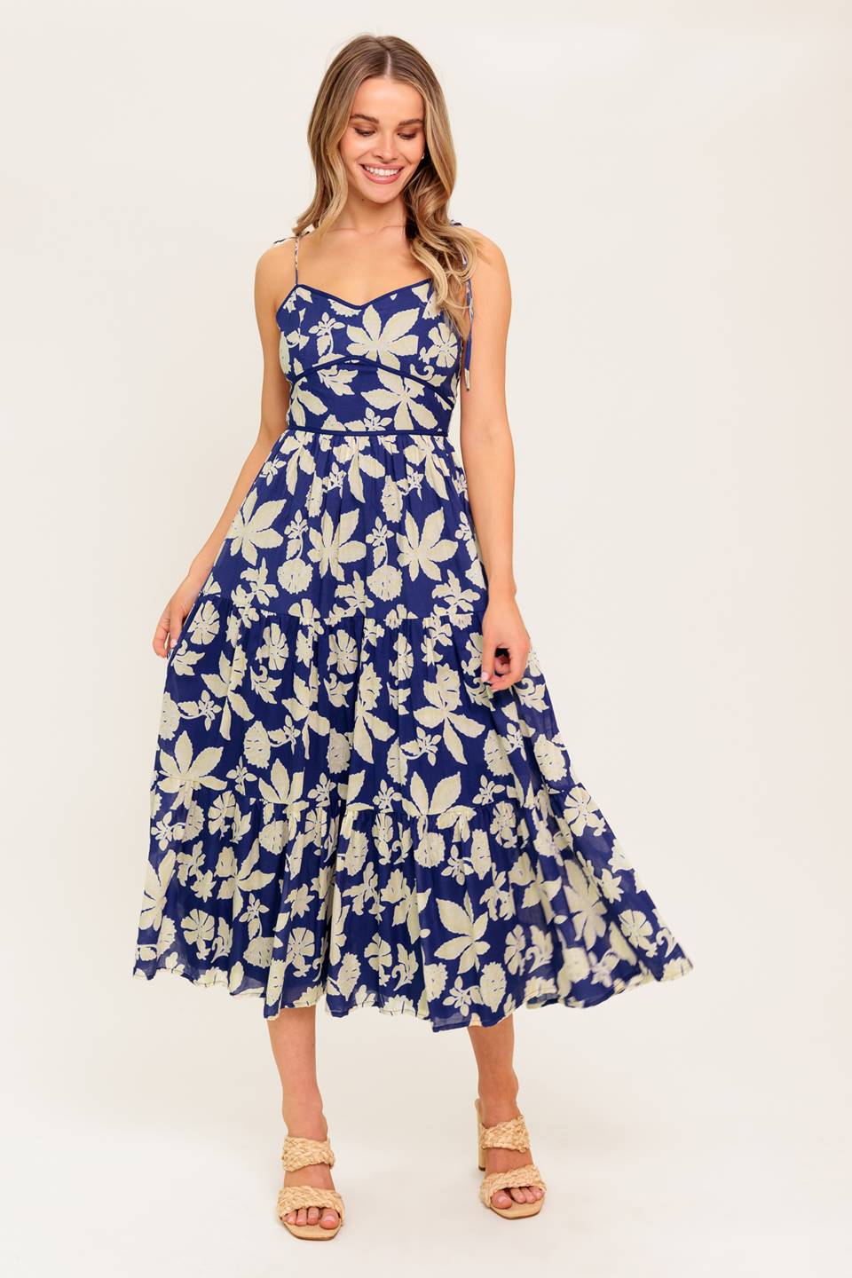 Flying Tomato Petals In The Wind Woven Midi Dress