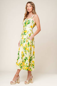 Flying Tomato Beaming Perfection Floral Woven Midi Dress 