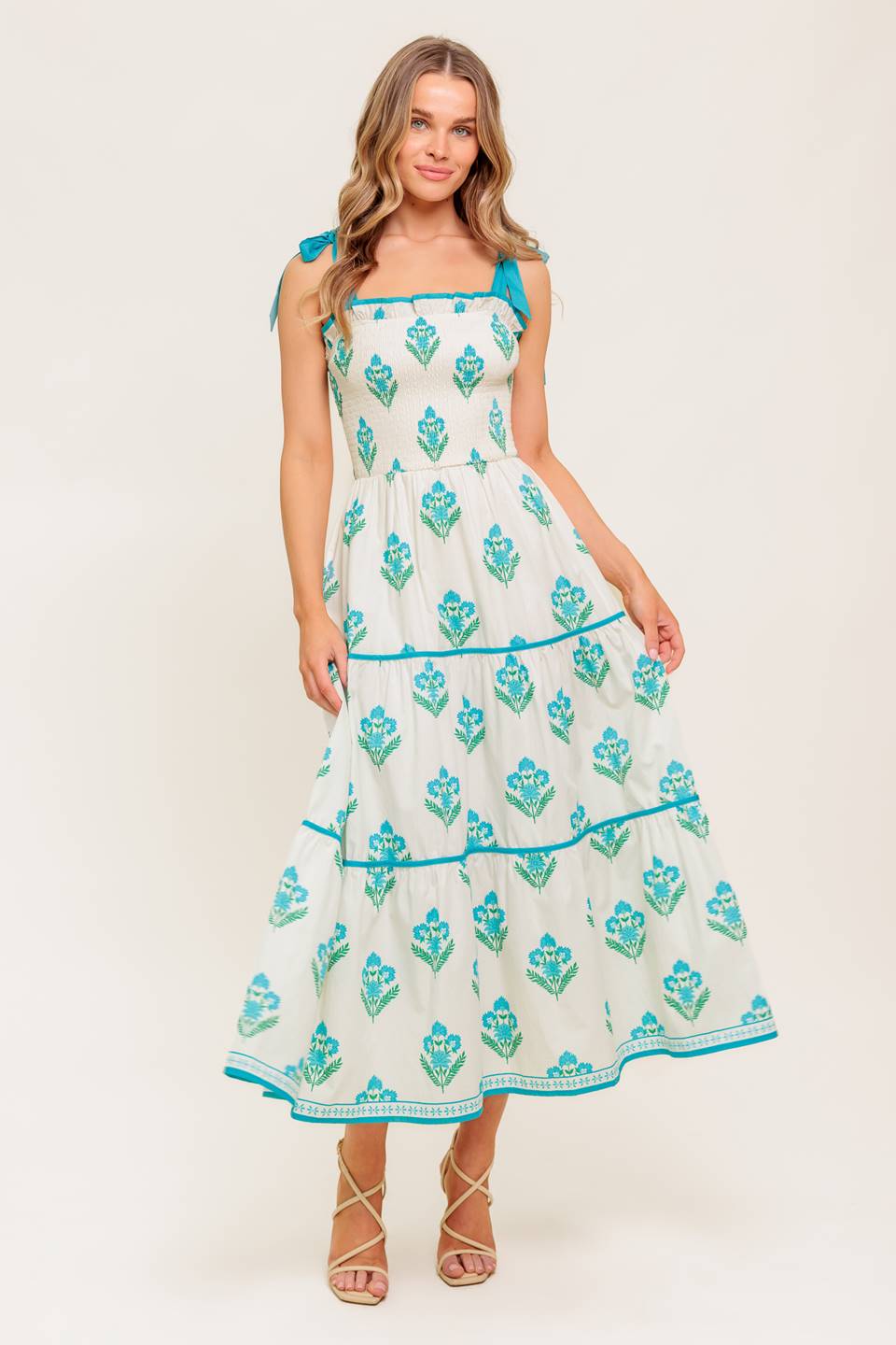 Flying Tomato Midnight Botanical Woven Midi Dress 