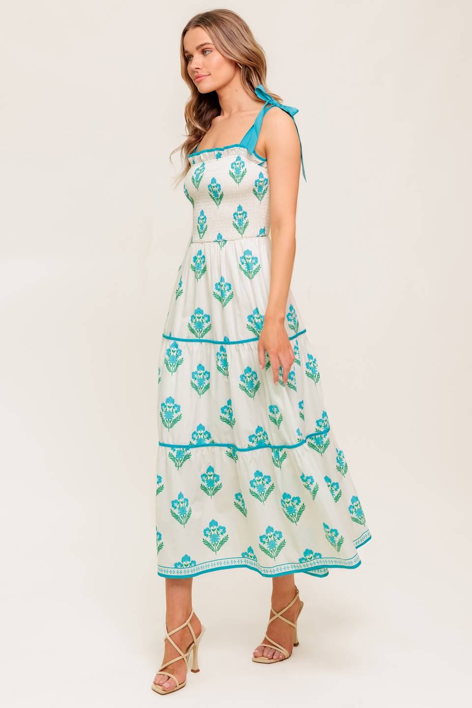 Flying Tomato Midnight Botanical Woven Midi Dress 