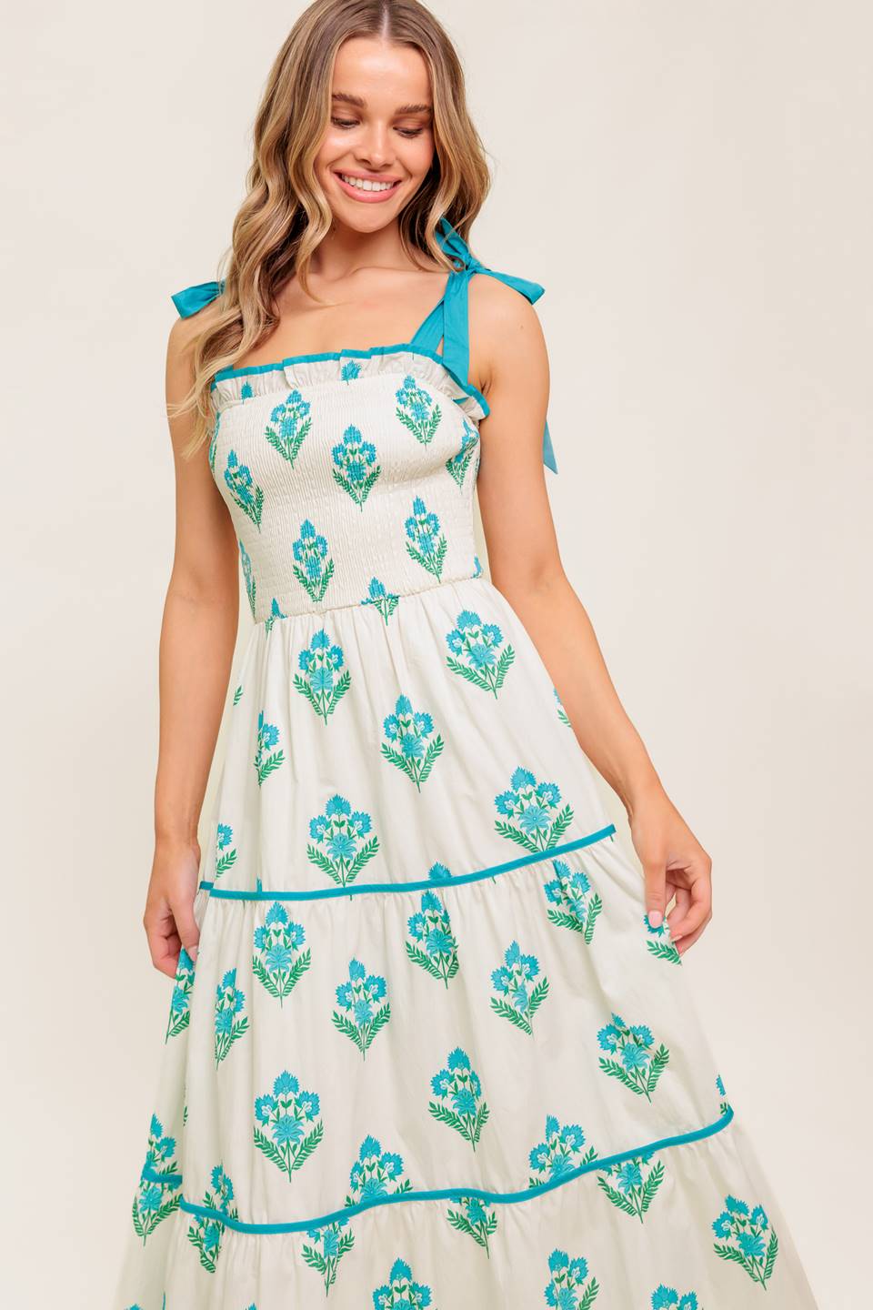 Flying Tomato Midnight Botanical Woven Midi Dress 