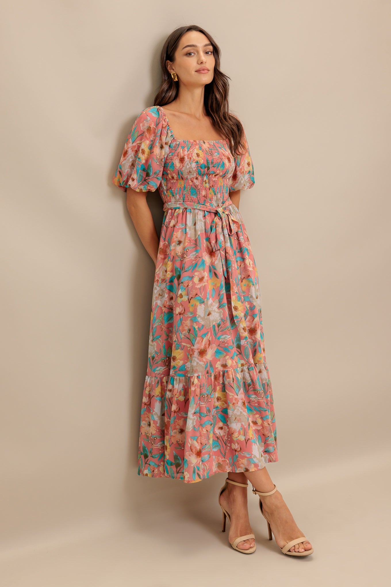 Flying Tomato Rosy Twilight Woven Midi Dress 
