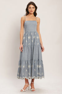 Flying Tomato Salt Air Stripe Woven Midi Dress