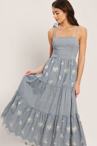 Flying Tomato Salt Air Stripe Woven Midi Dress