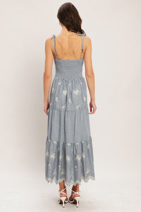 Flying Tomato Salt Air Stripe Woven Midi Dress