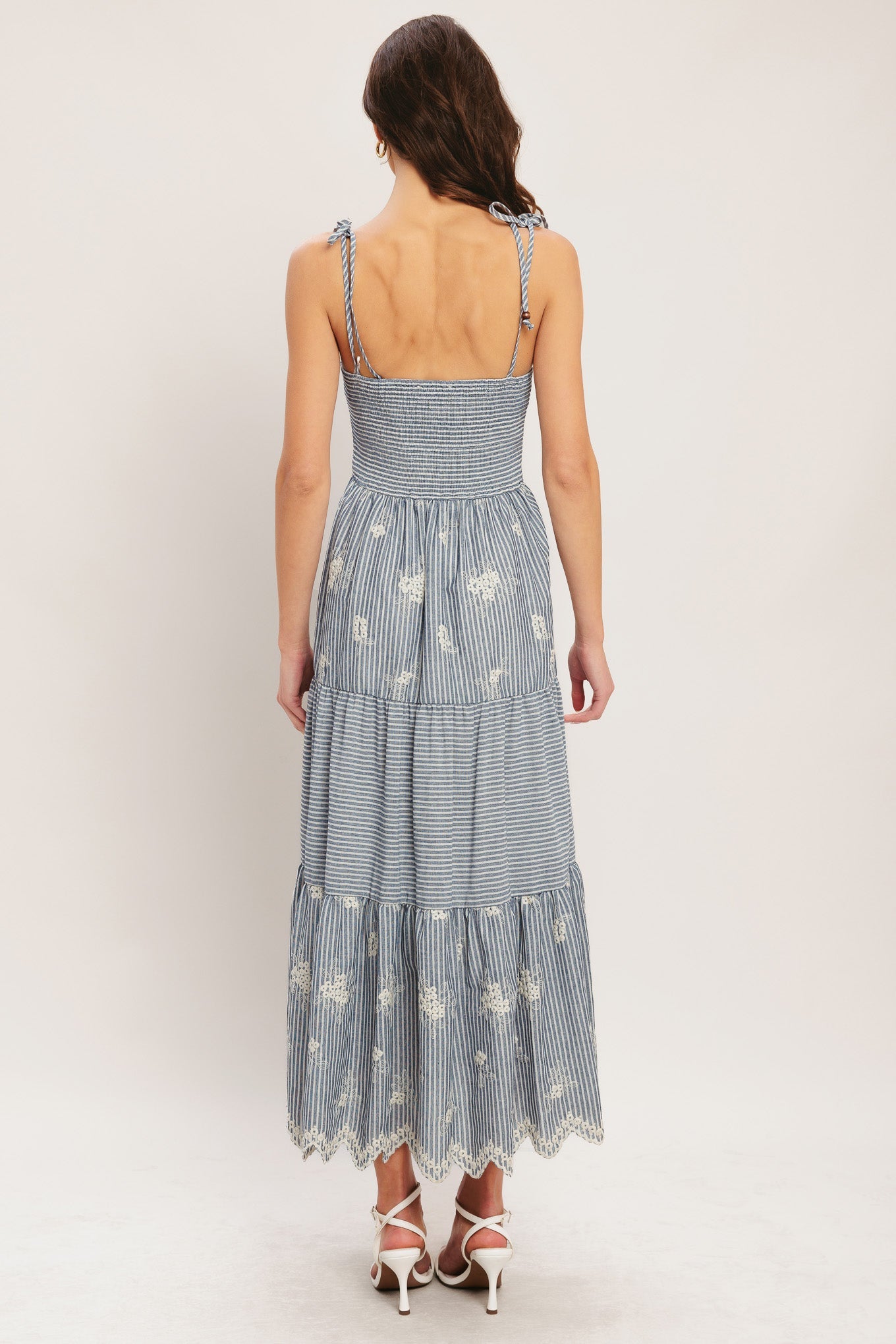 Flying Tomato Salt Air Stripe Woven Midi Dress