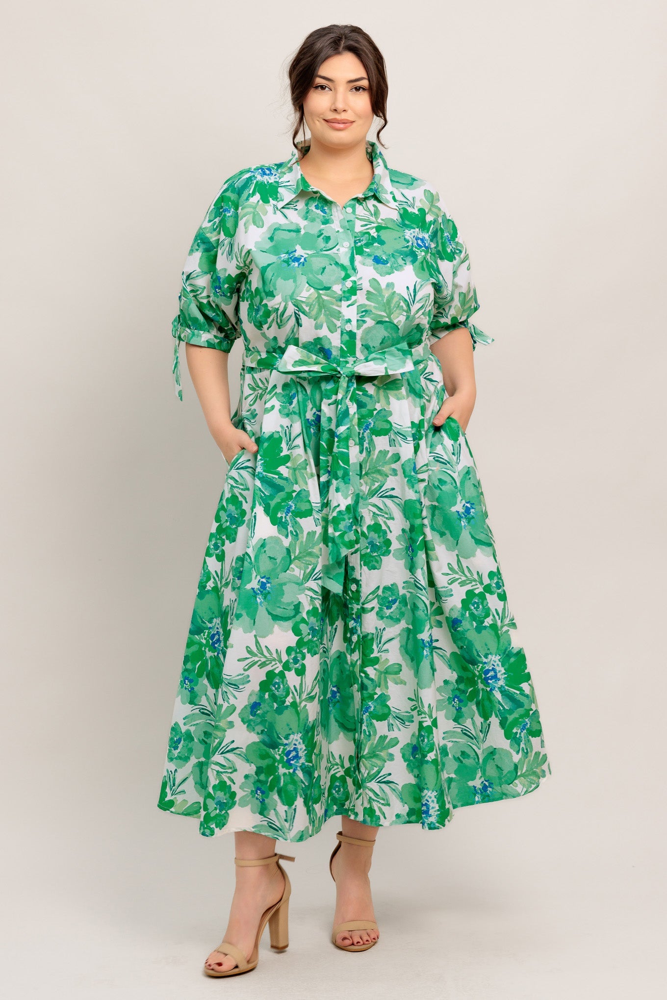 Flying Tomato Simply In Bloom Woven Midi Shirt Dress