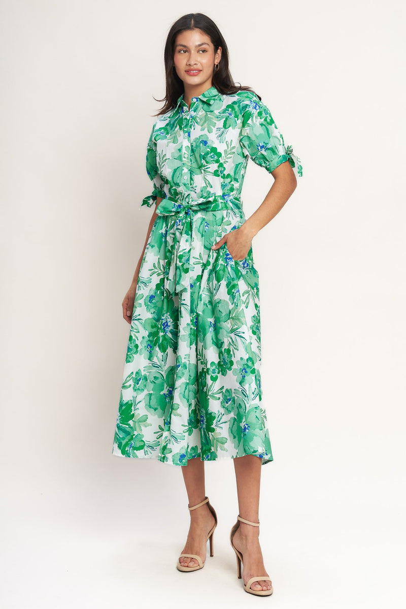 Flying Tomato Simply In Bloom Woven Midi Shirt Dress