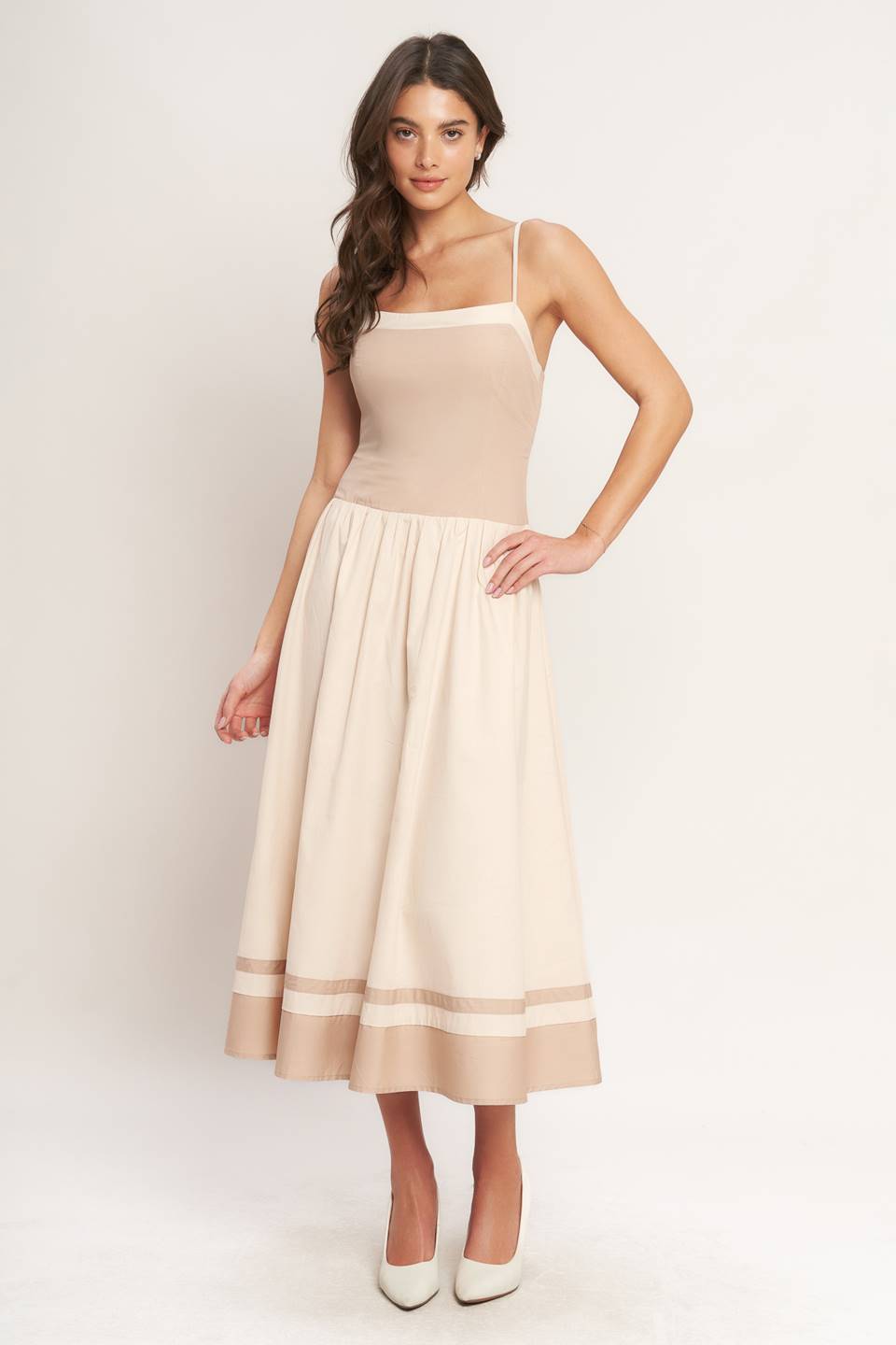 Flying Tomato Spring Harmony Color Blocked Midi Dress