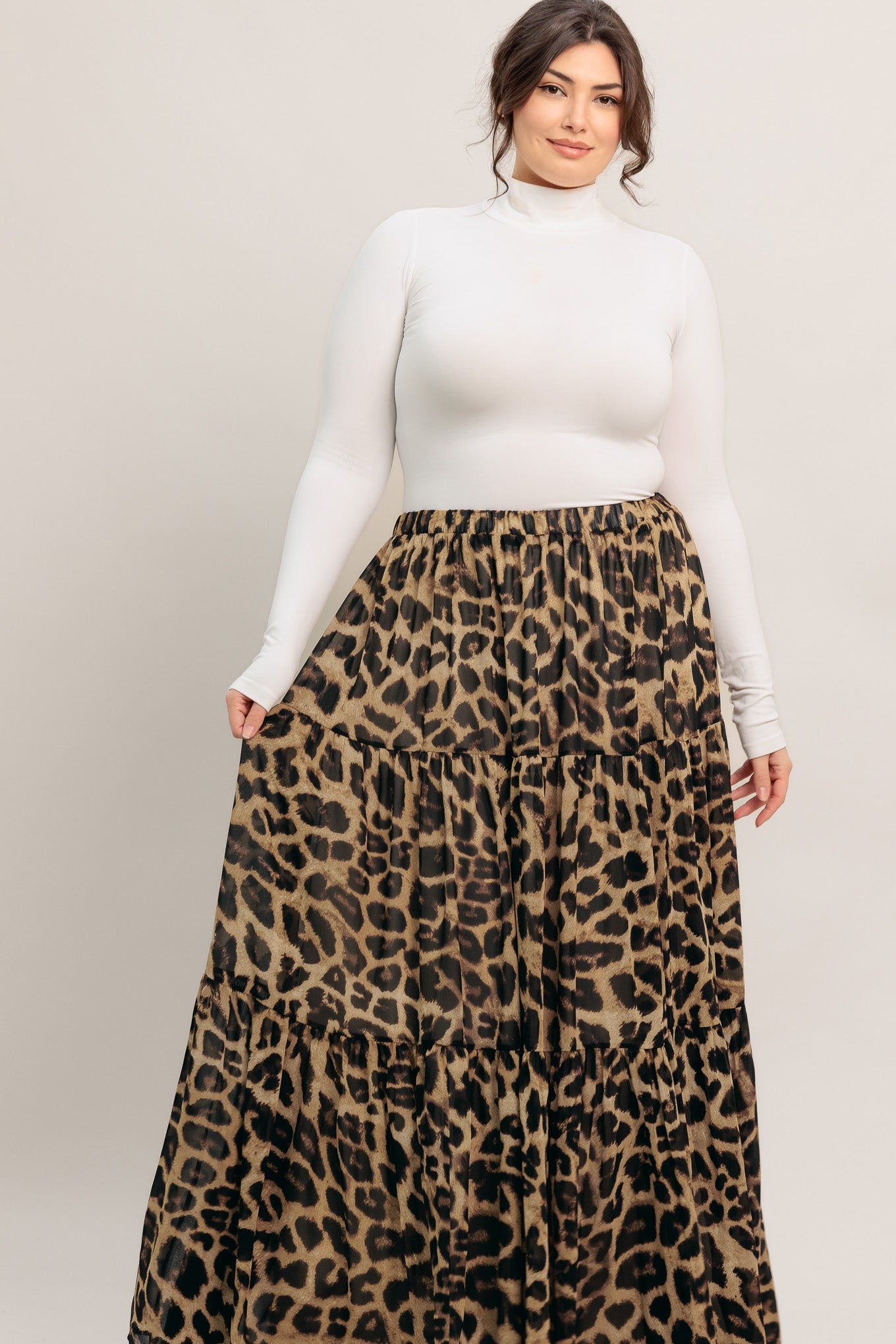 Flying Tomato Seasonless Styling Animal Print Woven Maxi Skirt
