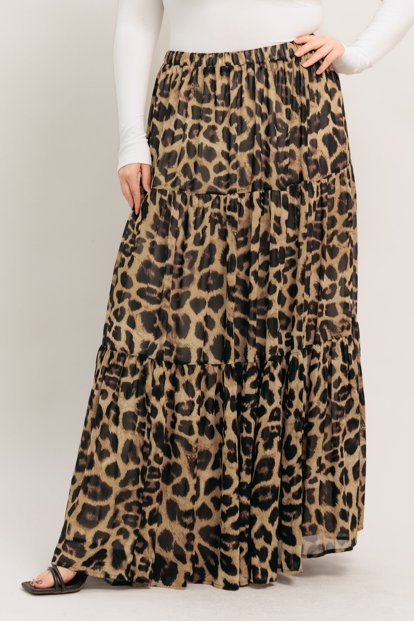 Flying Tomato Seasonless Styling Animal Print Woven Maxi Skirt