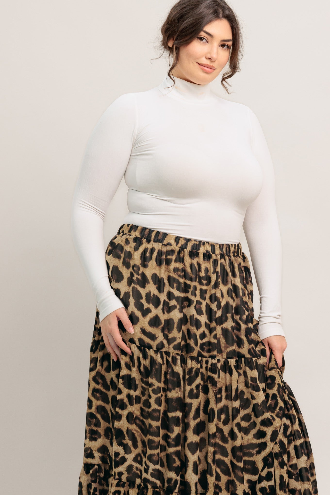 Flying Tomato Seasonless Styling Animal Print Woven Maxi Skirt