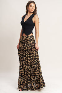 Flying Tomato Seasonless Styling Animal Print Woven Maxi Skirt