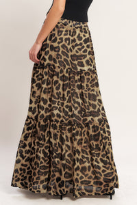 Flying Tomato Seasonless Styling Animal Print Woven Maxi Skirt