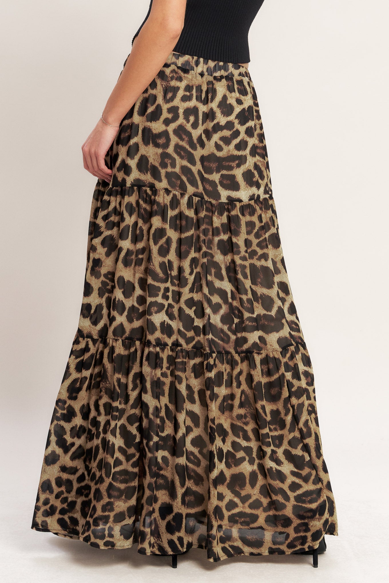 Flying Tomato Seasonless Styling Animal Print Woven Maxi Skirt