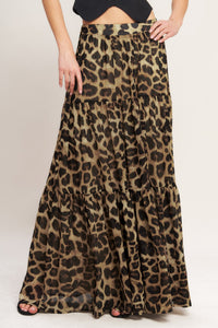 Flying Tomato Seasonless Styling Animal Print Woven Maxi Skirt