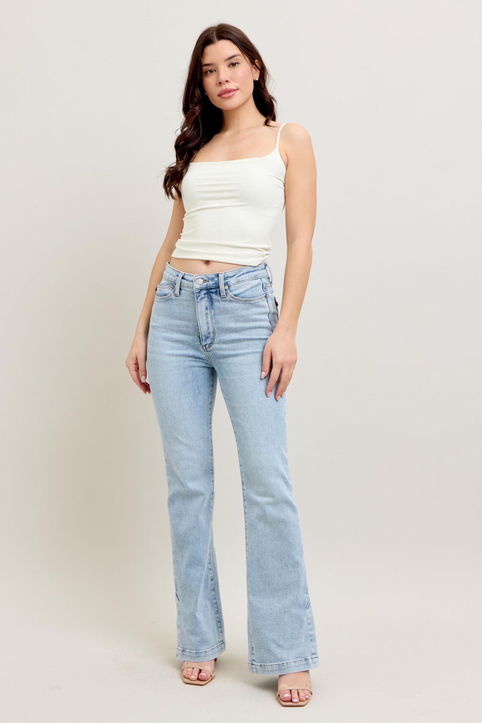 Judy Blue High Rise Vintage Wash Side Slit Bootcut Jeans