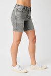 Judy Blue Grey Washed Mid Rise Bermuda Denim Shorts