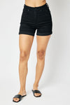 Judy Blue High Rise Tummy Control Black Cuffed Shorts