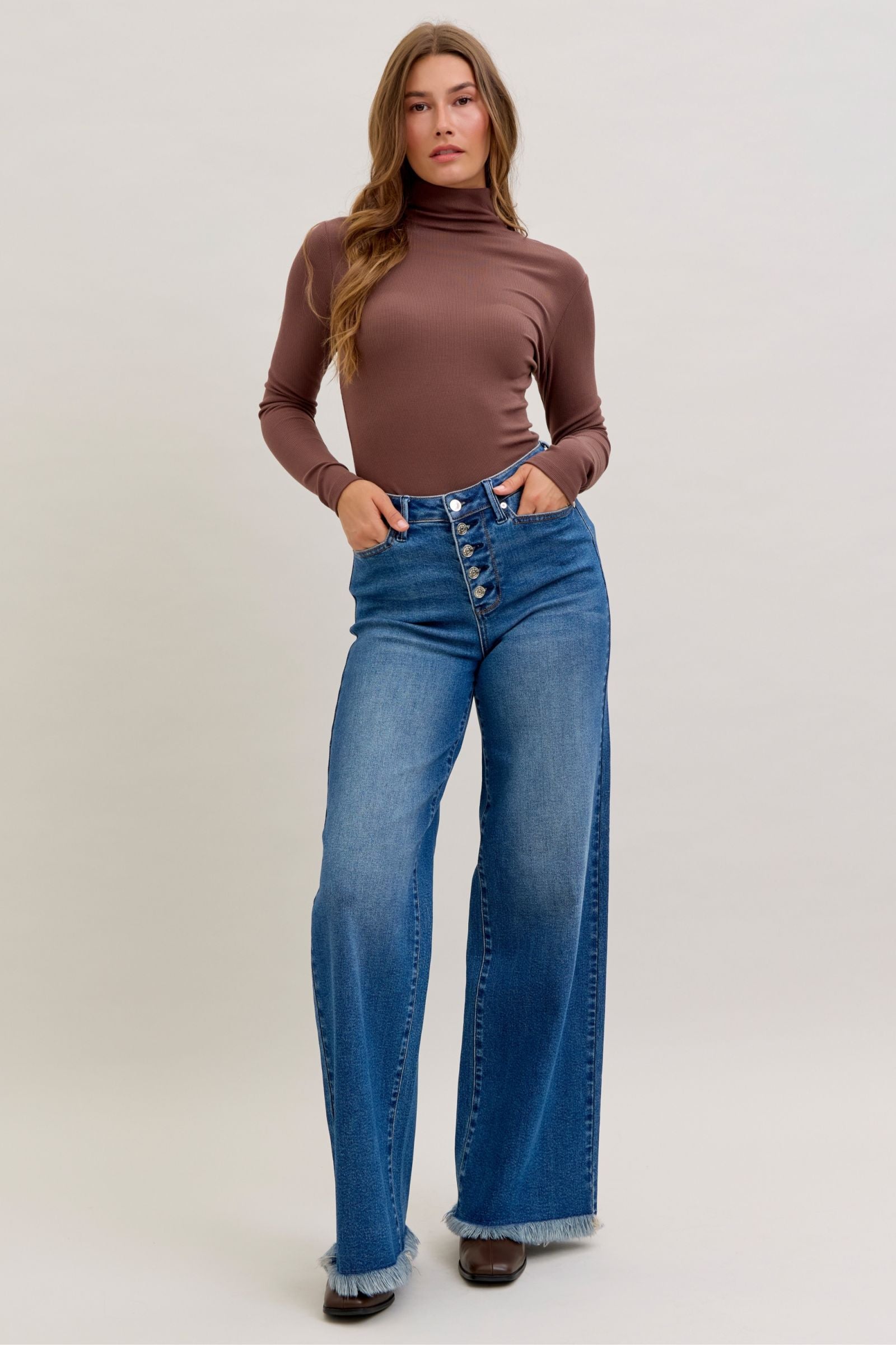 Judy Blue High Rise Column Straight Button-Fly Jeans