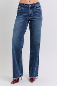 Judy Blue Mid Rise Vintage Wash Wide Leg Jeans