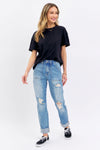 Judy Blue High Rise Patch Pocket Destroyed Boyfriend Jeans