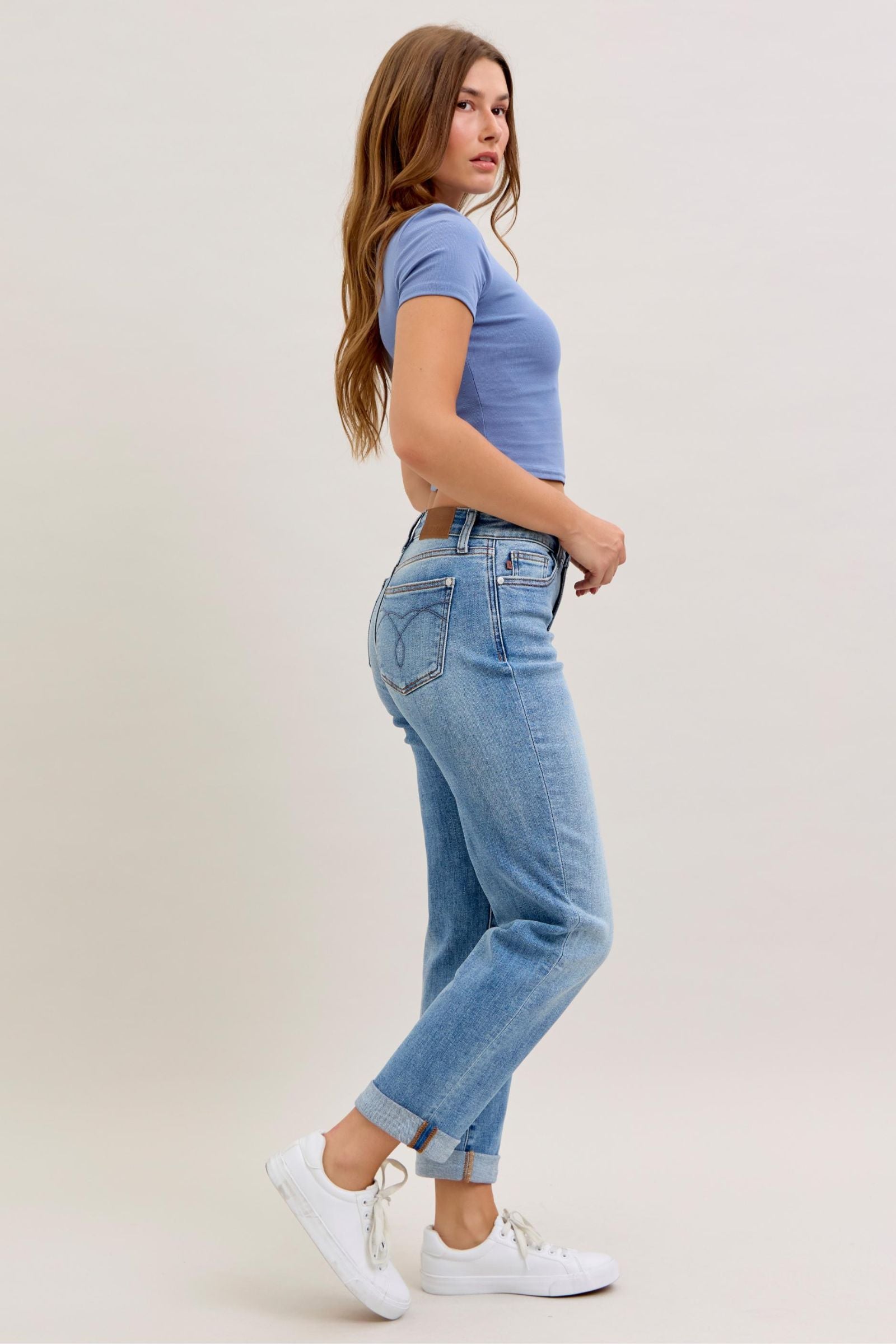 Judy Blue Mid Rise Boyfriend Jeans