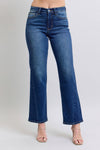 Judy Blue Mid Rise Twisted Seam Straight Jeans 
Designed with a mid rise, medium wash, and unique seam detail.