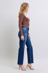 Judy Blue Mid Rise Twisted Seam Straight Jeans 
Designed with a mid rise, medium wash, and unique seam detail.