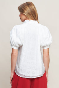 Flying Tomato Vineyard Stroll Ivory Woven Button-Down Blouse 
