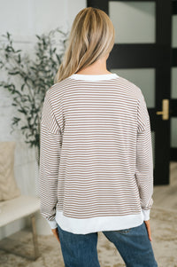 Zenana Mocha Stripe Jersey Knit Pullover