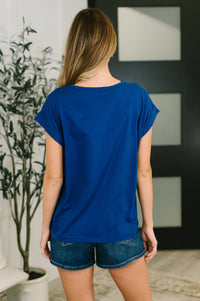 Basic Rolled Sleeve Tee in Light Navy