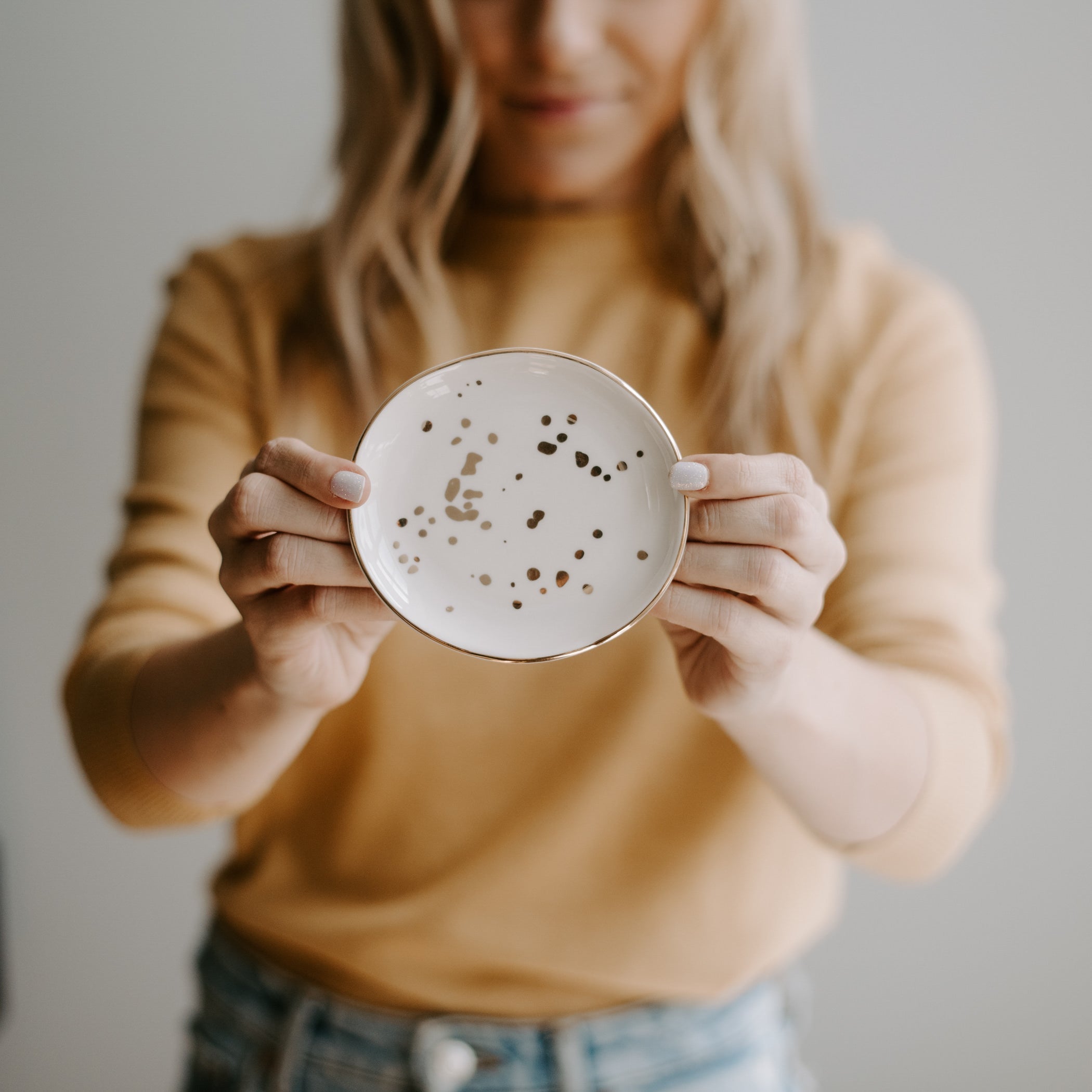 Sweet Water Decor Gold Speckled Jewelry Dish