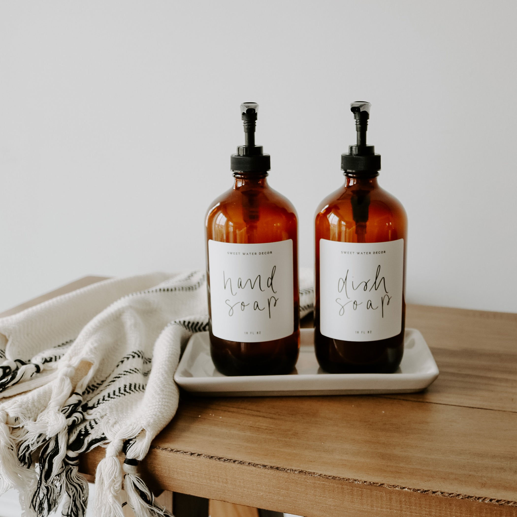 Sweet Water Decor Cream Stoneware Tray