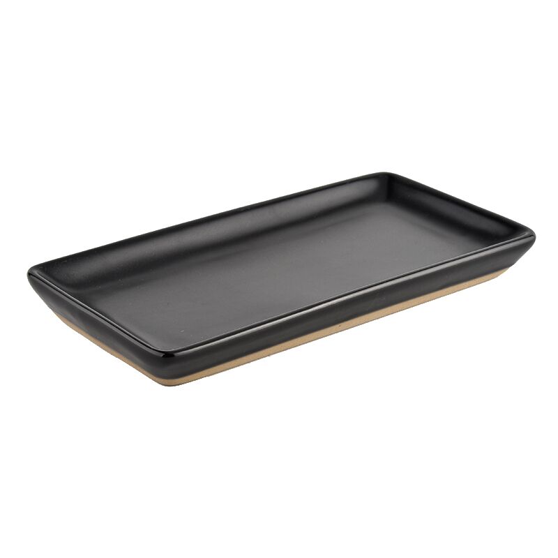Sweet Water Decor Black Stoneware Tray