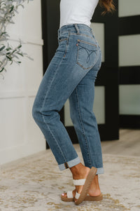 Judy Blue Mid Rise Boyfriend Classic Cuffed Jeans