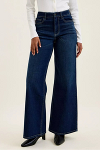 Judy Blue High Rise Lux Retro Wide Leg Dark Wash Jeans 82748