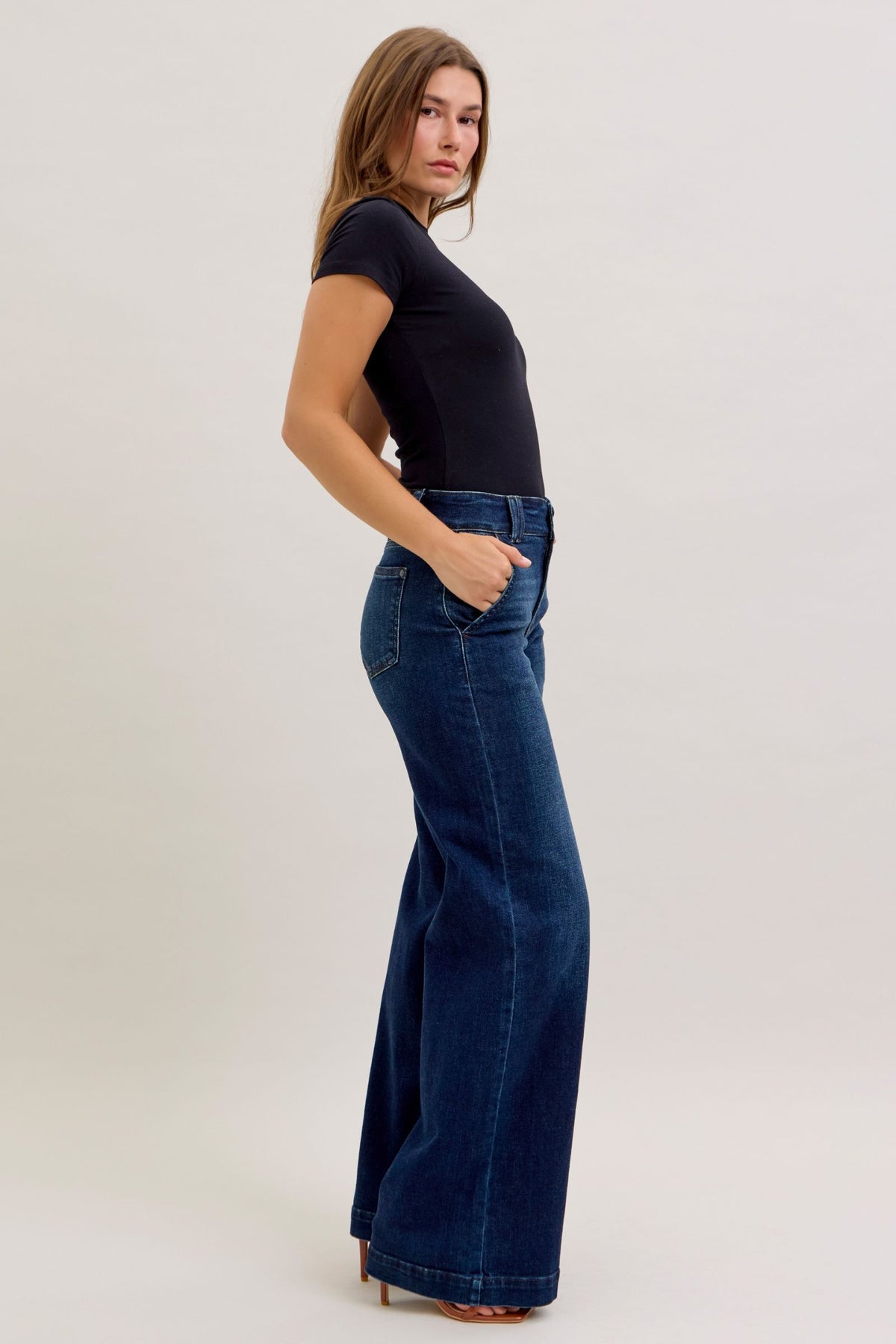 Judy Blue High Rise Trouser Wide Leg Jeans 82678