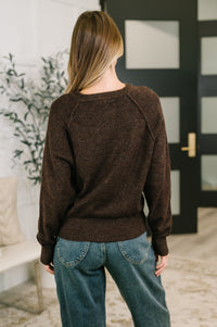 Zenana Henley Brushed Pullover Sweater in Dark Brown