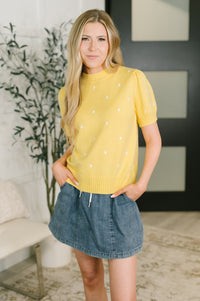 Sunshine and Polka Dots Sweater Knit Top
