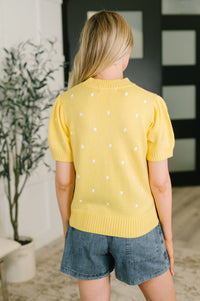 Sunshine and Polka Dots Sweater Knit Top