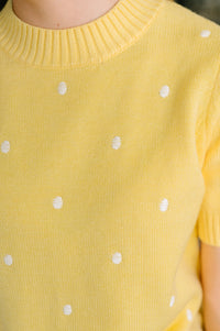 Sunshine and Polka Dots Sweater Knit Top