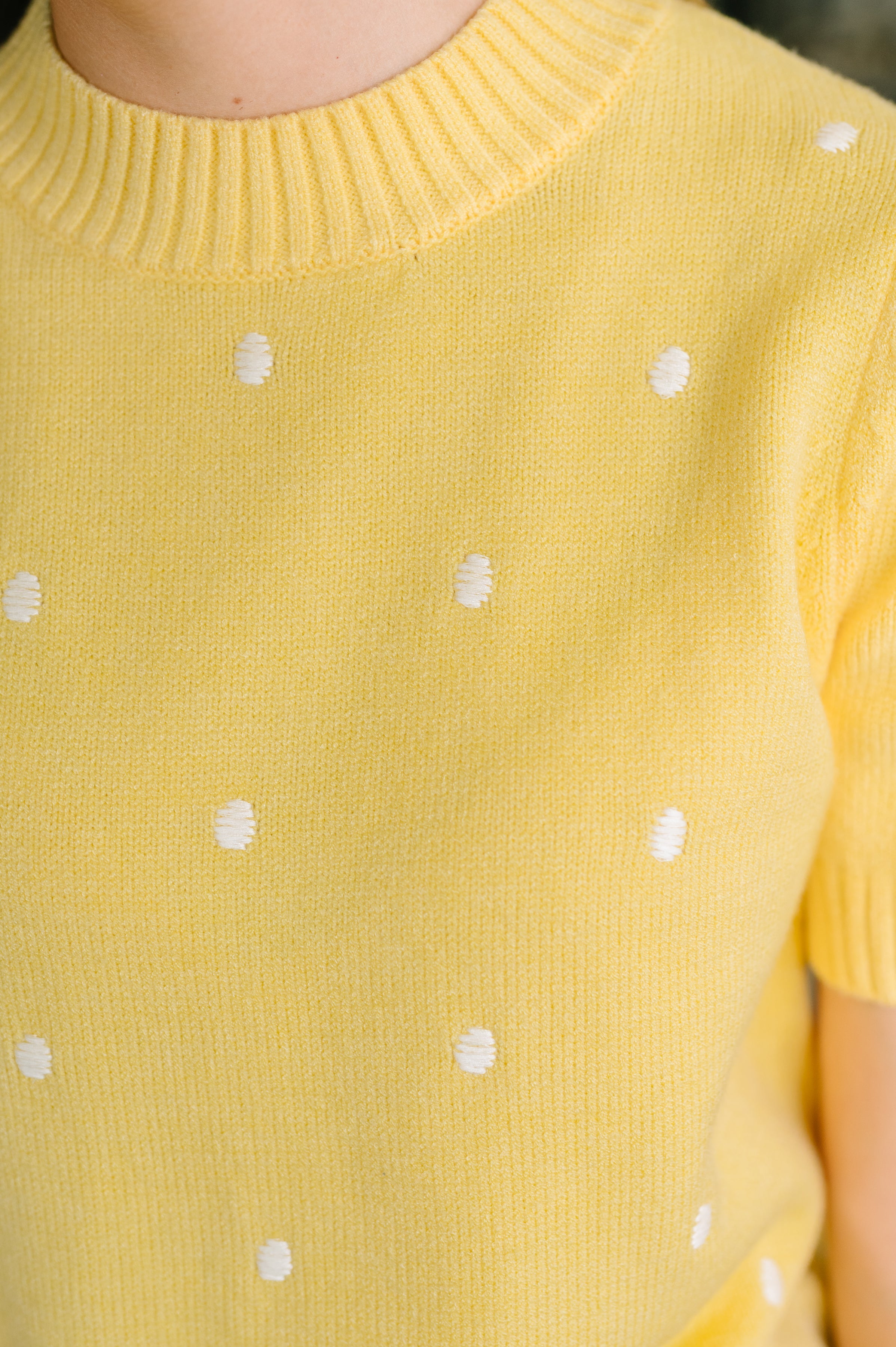 Sunshine and Polka Dots Sweater Knit Top