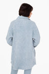 Waffle Knit Mineral Washed Button Down Shacket - Smoky Blue