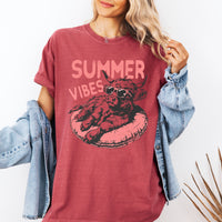 Summer Vibes Highland Cow Comfort Colors Graphic T-Shirt