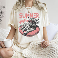 Summer Vibes Highland Cow Comfort Colors Graphic T-Shirt